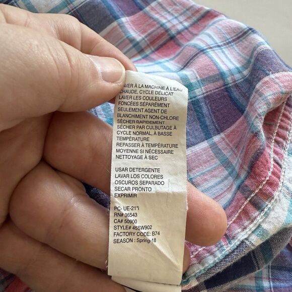 Men’s Izod Saltwater Relaxed Classics Pink/Blue Plaid Button-Down Shirt Size S - Picture 7 of 7